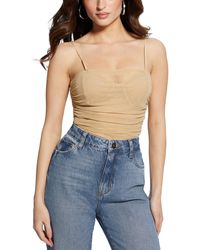 Guess - Alivia Ruched Mesh Bodysuit - Lyst