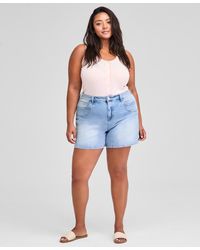 And Now This - Trendy Plus Size High Rise Denim Shorts - Lyst