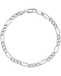 Italian Silver - Solid Figaro Chain Bracelet - Lyst