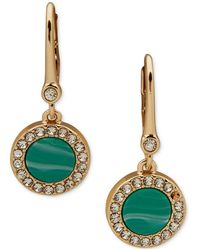 DKNY - Gold-tone Pave & Color Inlay Drop Earrings - Lyst