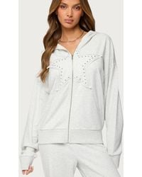 Edikted - Briela Star Studded Zip Up Hoodie - Lyst