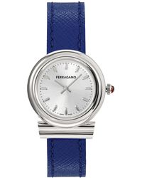 Ferragamo - Salvatore Gancini Swiss Blue Leather Strap Watch 28mm - Lyst