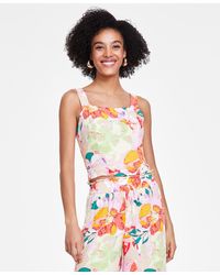 BarIII - Floral-print Square-neck Tank Top - Lyst