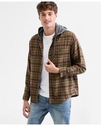 Sun & Stone - Sun + Stone Russel Layered-look Hooded Cotton Flannel Plaid Shirt - Lyst