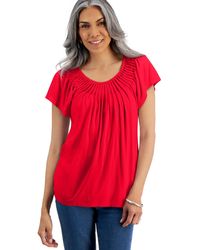 Style & Co. - Pleated-neck Short-sleeve Top - Lyst