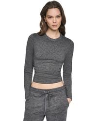 DKNY - Spacedye Ruched Cropped Long-sleeve Top - Lyst