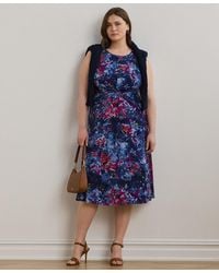 Ralph Lauren - Plus Size Print Twist-front Jersey Dress - Lyst
