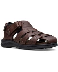 Clarks - Walkford Fish Tumbled Leather Sandals - Lyst