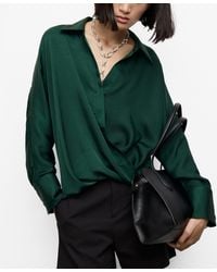 Mango - Cross-over Satin Blouse - Lyst
