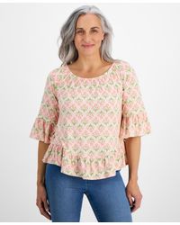 Style & Co. - Petite Flower Bunch On/off-shoulder Knit Top - Lyst
