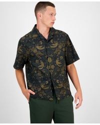 BOSS - Espino Oversized Short Sleeve Bird Print Button-front Camp Shirt - Lyst
