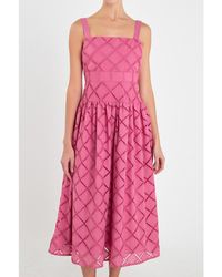 English Factory - Embroidered Lace Midi Dress - Lyst