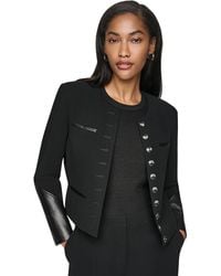 DKNY - Petite Textured Crepe 10-button Pocket Jacket - Lyst