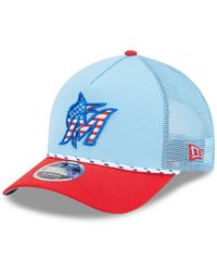 KTZ - Light Blue/red Miami Marlins 2025 Fourth Of July 9forty A-frame M-crown Adjustable Trucker Hat - Lyst