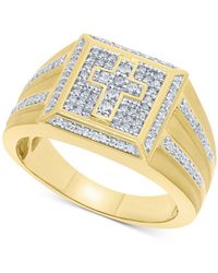 Macy's Diamond Cross Ring (1/2 Ct. T.w.) In 10k Gold - Metallic