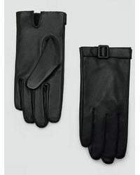 Mango - Buckle Leather Gloves - Lyst
