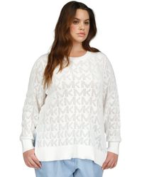 Michael Kors - Michael Plus Size Logo Mesh-stitch Monogrammed Sweater - Lyst