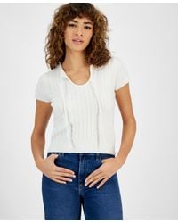 Guess - Mariana Cable-knit Short-sleeve Sweater - Lyst