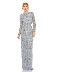Mac Duggal - High Neck Long Sleeve Embellished Column Gown - Lyst