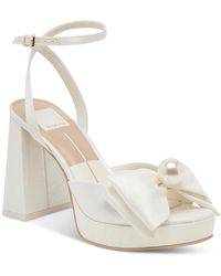 Dolce Vita - Patton Two-piece Pearl Bow Satin Heeled Dress Sandals - Lyst