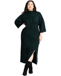 Eloquii - Plus Size Funnel Neck Wide Sleeve Midi Dress - Lyst
