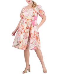 Vince Camuto - Plus Size Floral-print Puff-sleeve Midi Dress - Lyst
