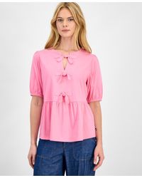 Nautica - Solid Bow Peplum Top - Lyst