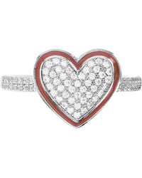Macy's - Cubic Zirconia Pave & Enamel Frame Heart Ring - Lyst