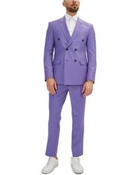 Ron Tomson Modern Double Breasted, 2-piece Suit Set - Purple