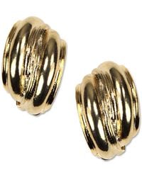 Anne Klein Earrings, Gold-tone Button E-z Comfort Clip On Earrings - Metallic