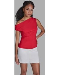BCBGMAXAZRIA - Sleeveless Ruched Boat Neck Top - Lyst