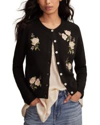 Lucky Brand - Cloud Soft Embroidered Crewneck Cardigan - Lyst