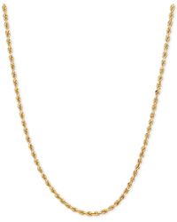Macy's - Long Polished Diamond Cut Rope Chain Necklace In 14k Gold - Lyst
