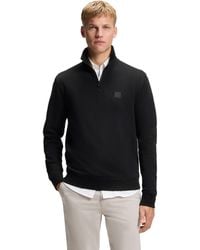BOSS - Boss By Logo Patch Zip-neck Sweatshirt - Lyst