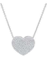 Macy's - Plated Brass Cubic Zirconia Pave Heart Necklace - Lyst