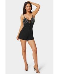 Bebe - Embellished Detail Knit Romper - Lyst