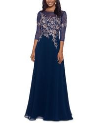 Betsy & Adam - Petite Floral-embroidered Mesh Gown - Lyst
