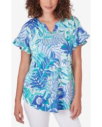 Ruby Rd. - Petite Rainforest Floral Short Sleeve Top - Lyst