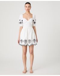 French Connection - Cambria Cotton Embroidered Anglaise Dress - Lyst