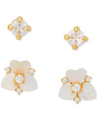 Kate Spade - Gold-tone 2-pc. Set Crystal & Mother-of-pearl Pansy Stud Earrings - Lyst