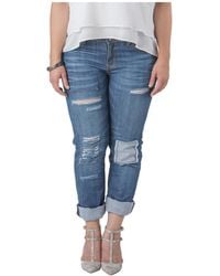Standards & Practices - Plus Size Distressed And Patched Boyfriend Jeans - Lyst