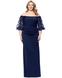 Xscape - Plus Size 3d Floral-sleeve Off-the-shoulder Dress - Lyst