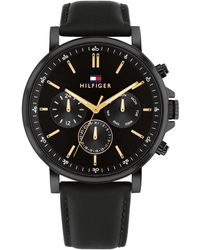 Tommy Hilfiger - Multifunction Leather Watch 44mm - Lyst