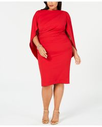 Betsy & Adam - Plus Size Ruched Cape Dress - Lyst
