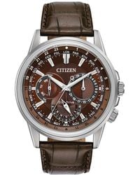Citizen - Calendrier Stainless Steel And Leather Strap Watch - Lyst