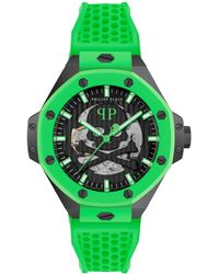 Philipp Plein - Automatic Skeleton Royal Green Silicone Strap Watch 46mm - Lyst