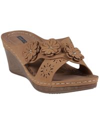 Gc Shoes - Miller Cross Strap Flower Slip-on Wedge Sandals - Lyst
