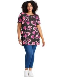 Avenue - Plus Size Button Detail Tunic Tee - Lyst
