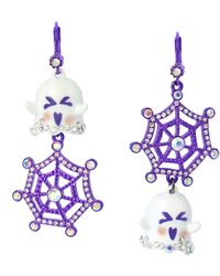 Betsey Johnson Faux Stone Ghost Drop Earrings in Purple | Lyst