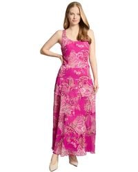 Jones New York - Printed Sleeveless Tiered Chiffon Dress - Lyst